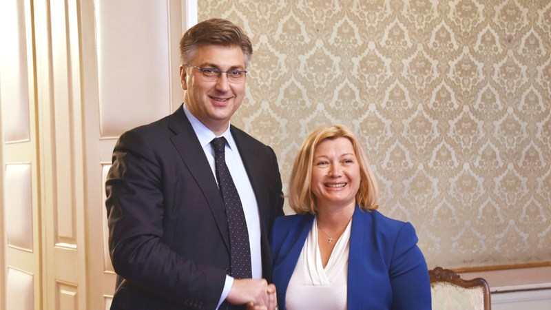 Predsjednik Vlade Andrej Plenković s prvom potpredsjednicom Verhovne Rade Ukrajine Irynom Gerashchenko
